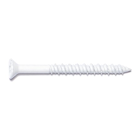 Midwest Fastener Masonry Screw, 3/16" Dia., Flat, 2 1/4 in L, Steel White Ruspert, 100 PK 09702